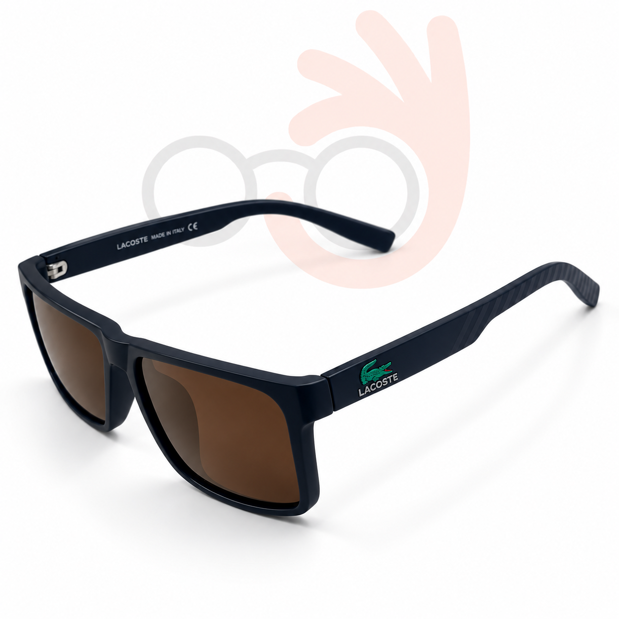 Lacoste Men's Square Flat-Top Sunglasses – Matte Black Frame / Amber Lenses