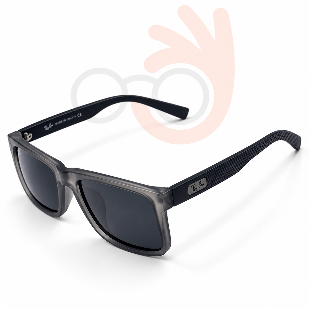 Ray-Ban Sport Square Sunglasses in Matte Grey with Textured Arms