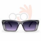 Prada Modern Flat-Top Rectangular Sunglasses in Clear Grey