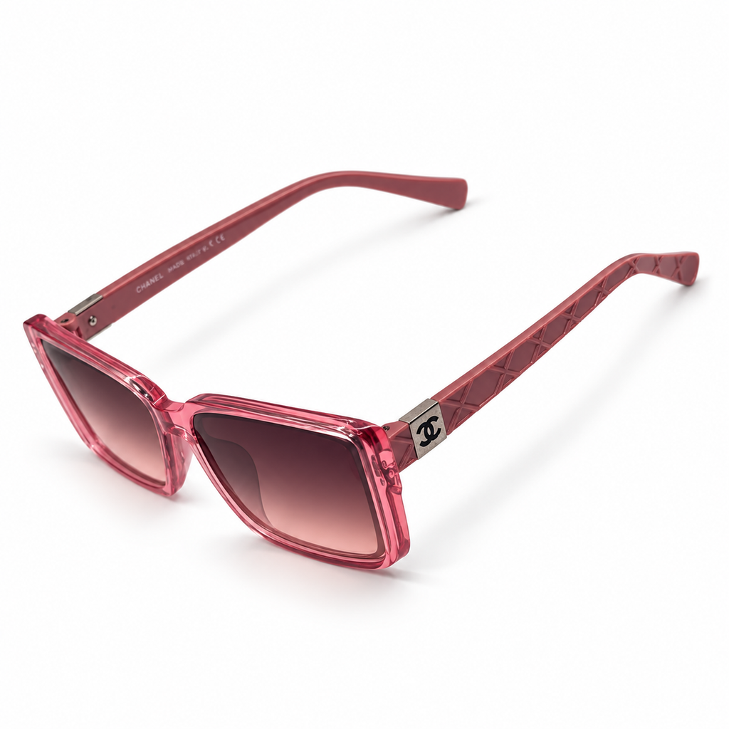 Chanel Quilted Arm Square Sunglasses in Crystal Pink Acetate