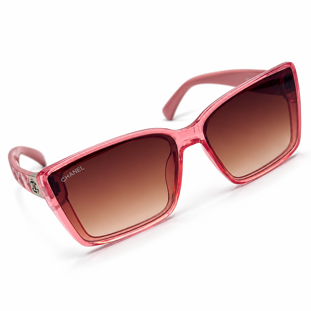 Chanel Quilted Arm Square Sunglasses in Crystal Pink Acetate