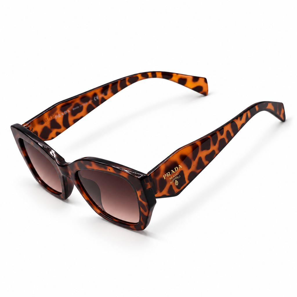 Prada Angular Tortoise Shell Sunglasses with Gradient Lenses