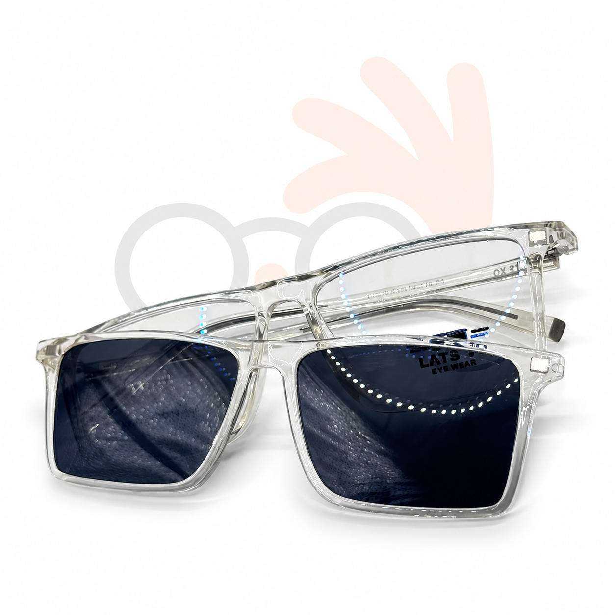 Lats Yo Square Magnetic Clip-On Eyeglasses with Polarized Lenses (53-14-138)