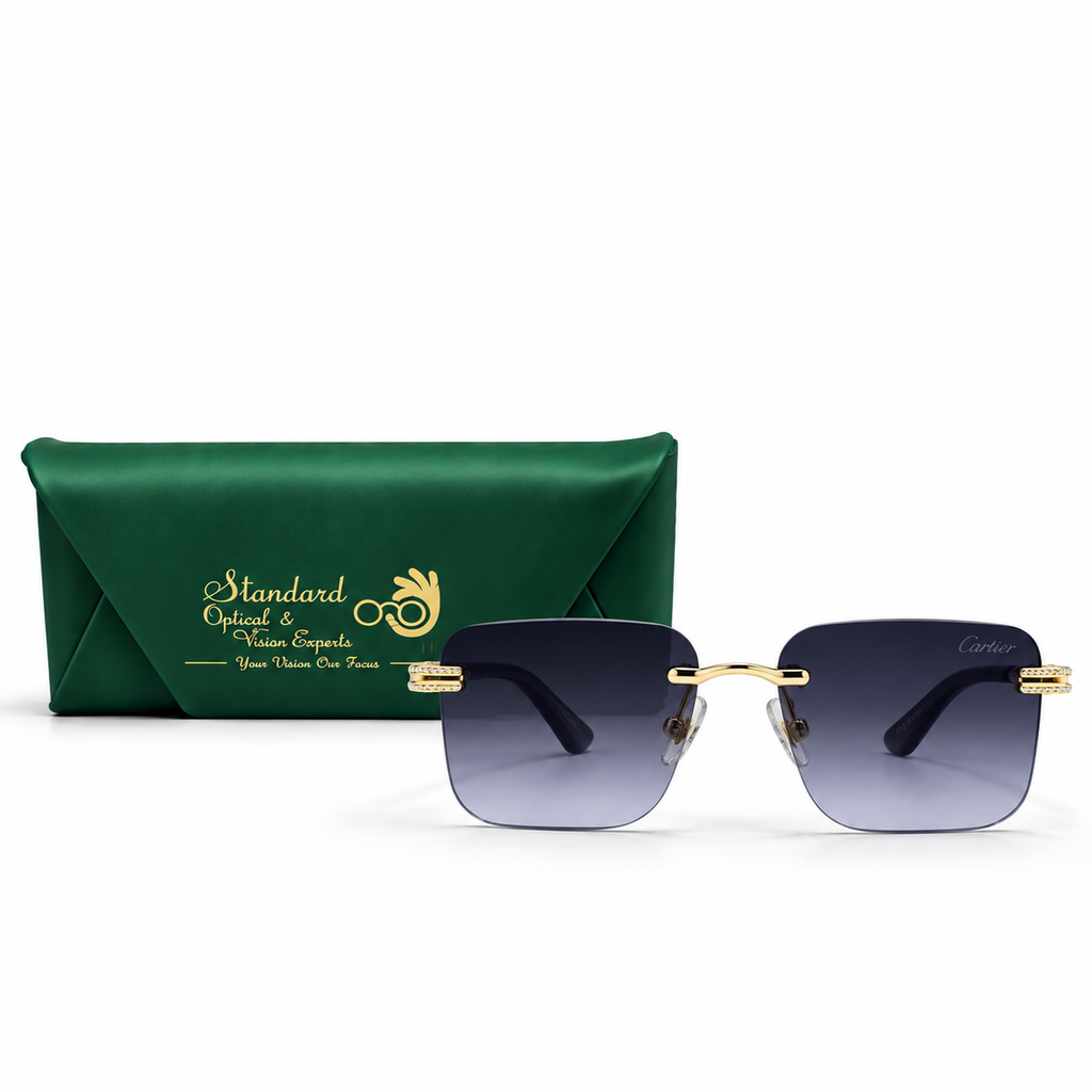 Cartier Style Rimless Blue Gradient Sunglasses OW3028 (63mm)