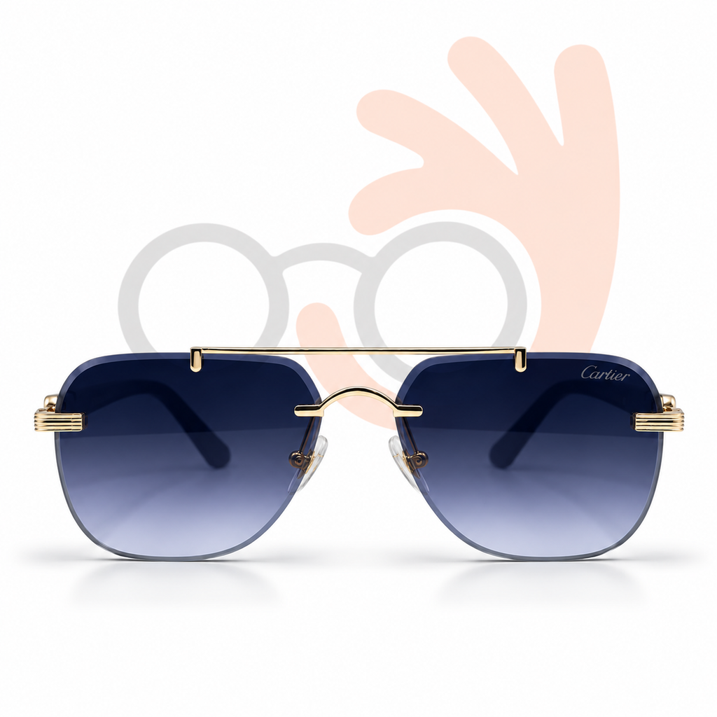 Cartier Style Rimless Gradient Aviator Sunglasses