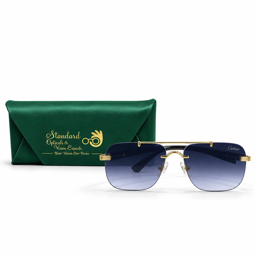 Cartier Style Rimless Gradient Aviator Sunglasses