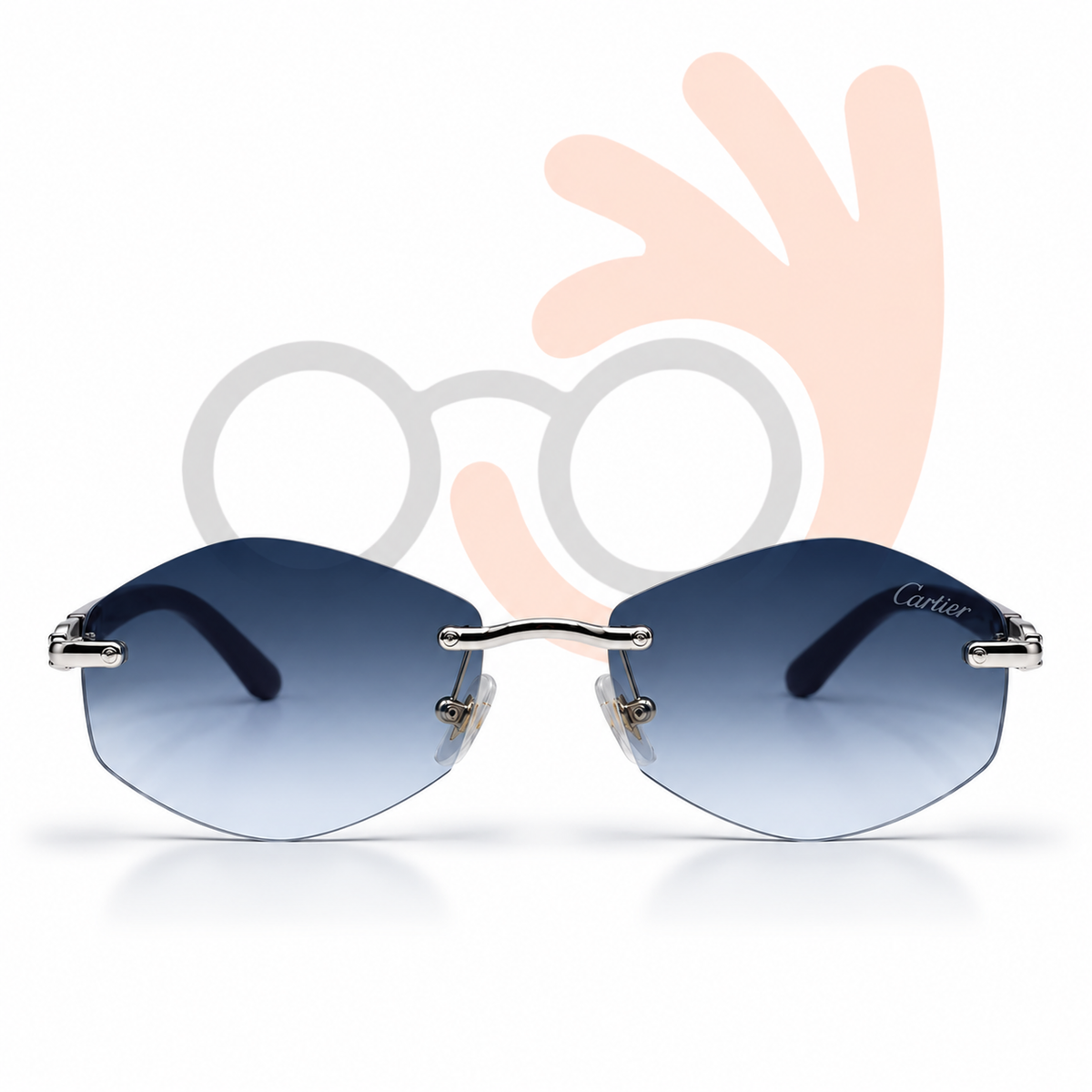 Cartier Style Rimless Hexagonal Sunglasses OW3177