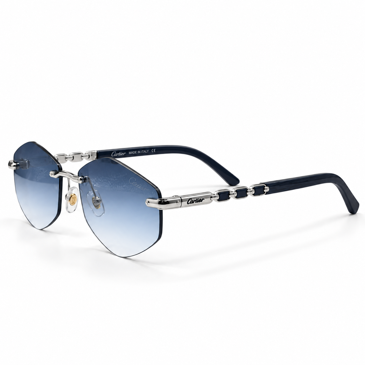 Cartier Style Rimless Hexagonal Sunglasses OW3177