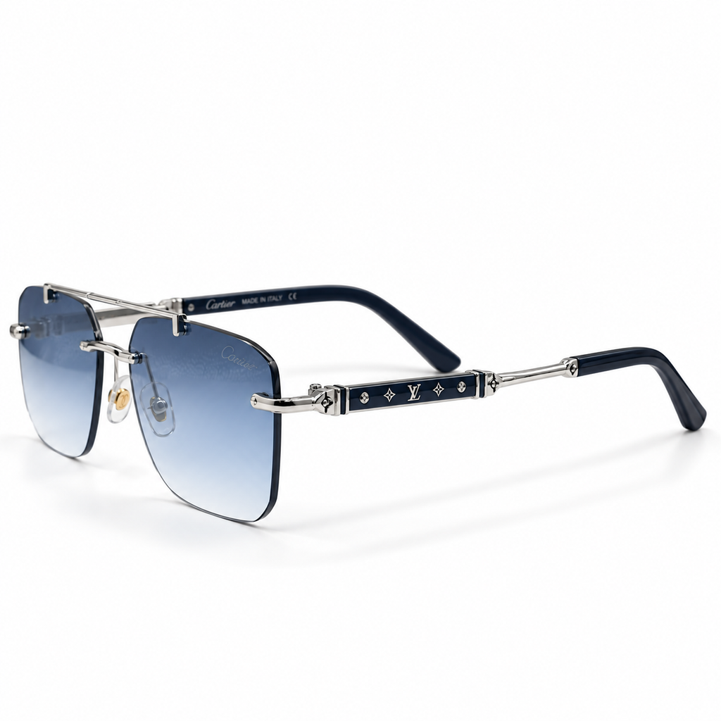 Louis Vuitton Style Rimless Gradient Blue Sunglasses OW3152
