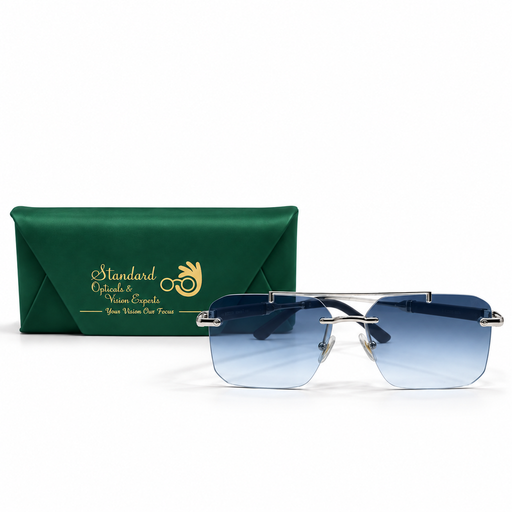 Louis Vuitton Style Rimless Gradient Blue Sunglasses OW3152