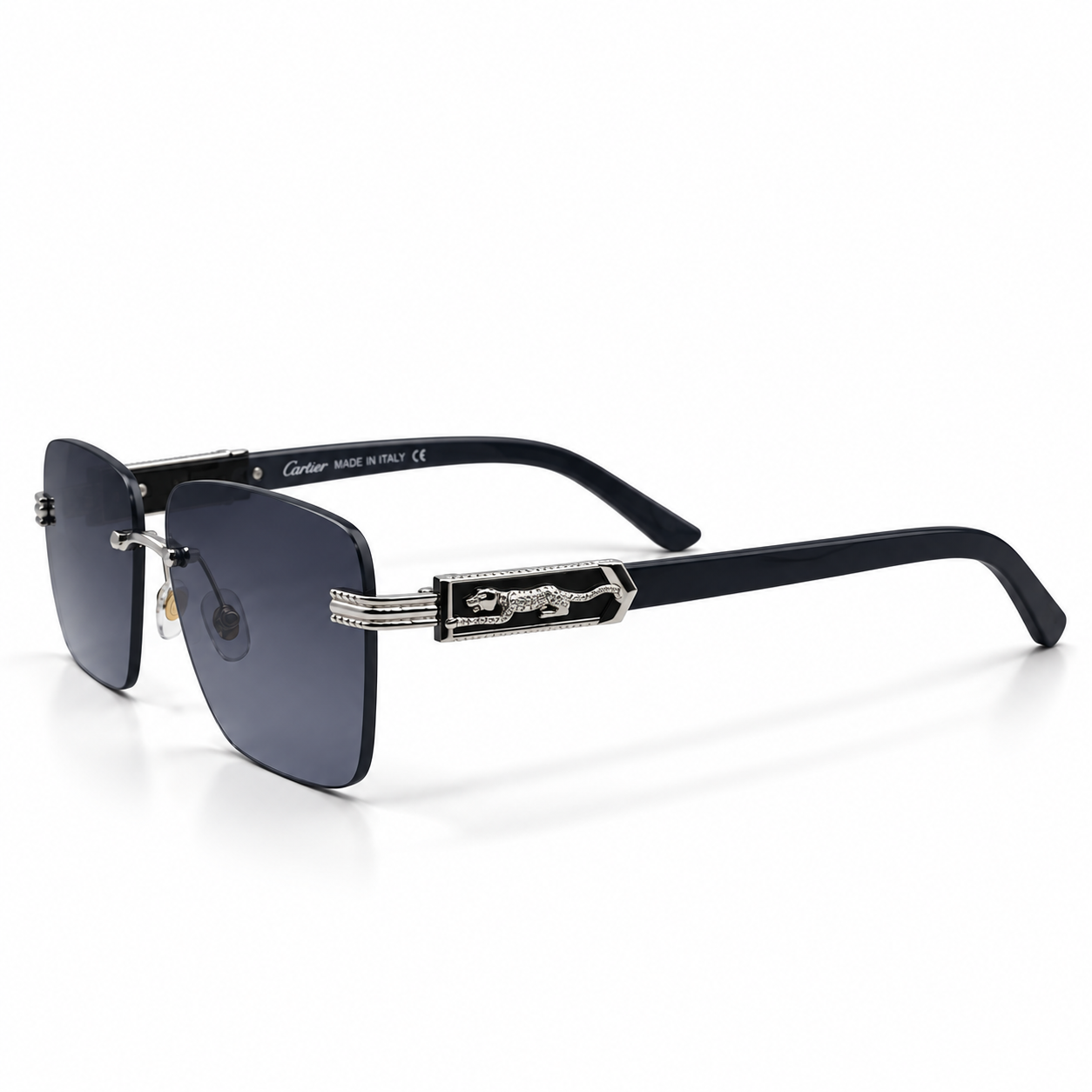 Cartier Style OW3001 Rimless Panther Motif Sunglasses