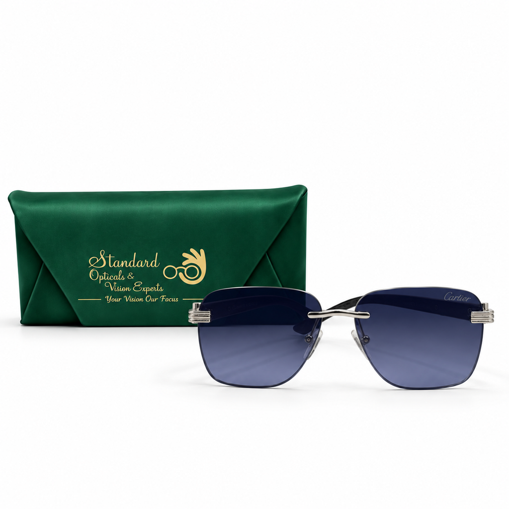 Cartier Style OW3001 Rimless Panther Motif Sunglasses