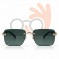 Cartier OW3084 Panthère Rimless Gold & Wood Sunglasses