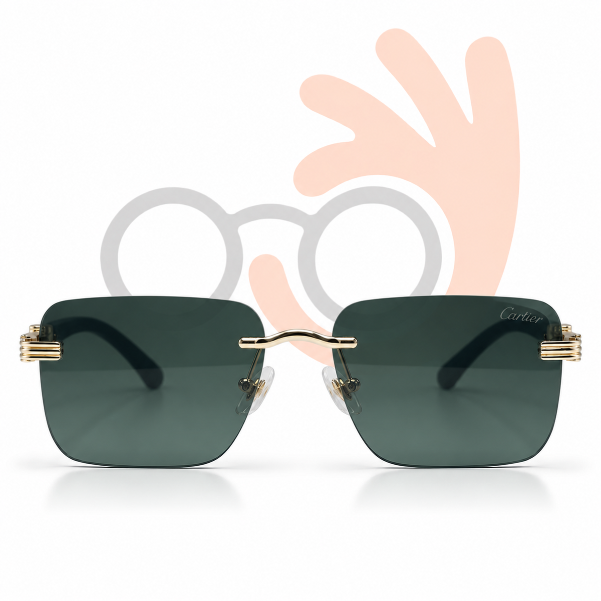 Cartier OW3084 Panthère Rimless Gold & Wood Sunglasses