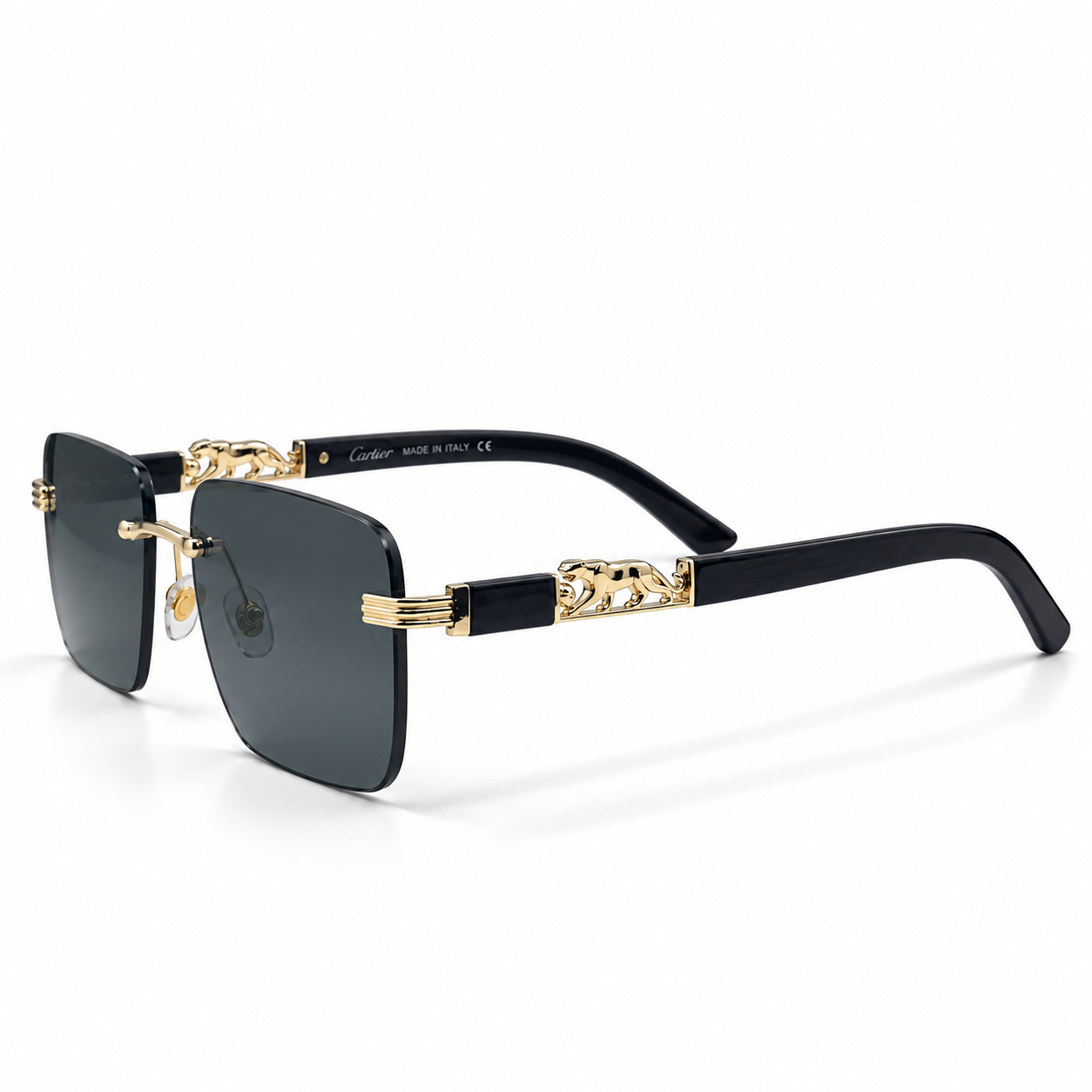 Cartier OW3084 Panthère Rimless Gold & Wood Sunglasses