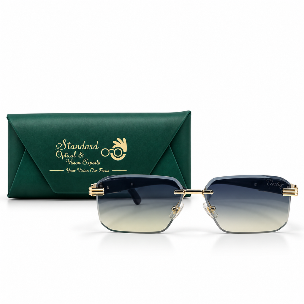 Cartier OW3004 Panthère Rimless Gold & Black Sunglasses