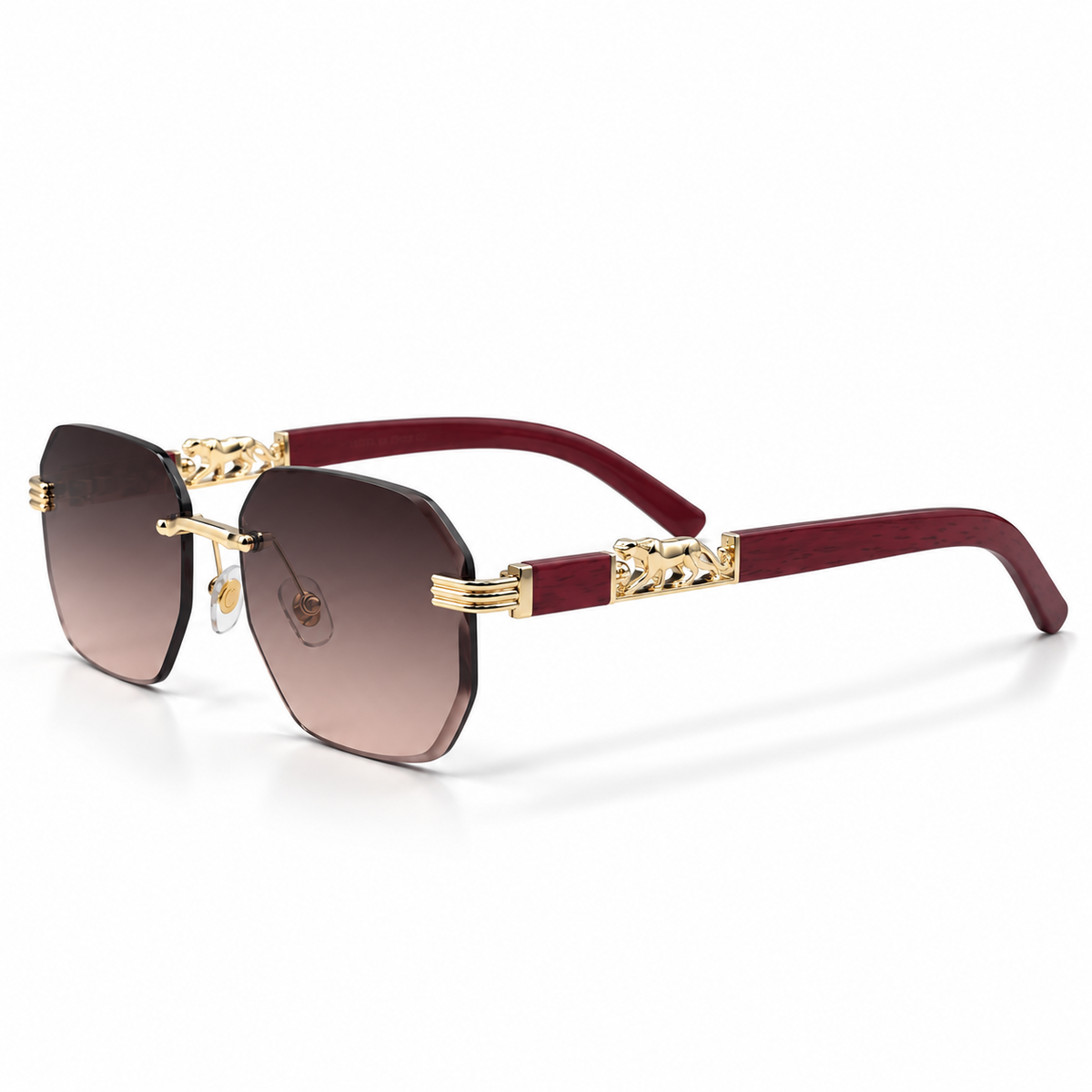 Cartier OW3085 Panthère Rimless Gold & Rosewood Sunglasses