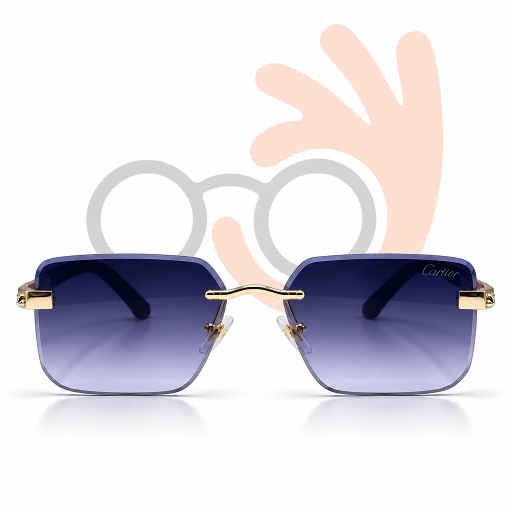 Cartier OW3121 Panthère Rimless Gold & Dark Wood Sunglasses
