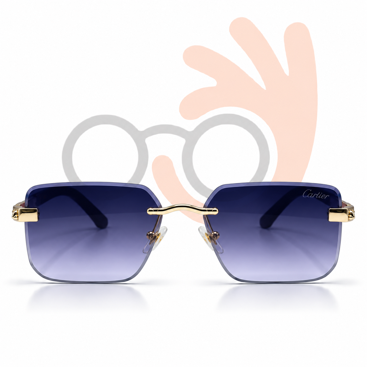 Cartier OW3121 Panthère Rimless Gold & Dark Wood Sunglasses