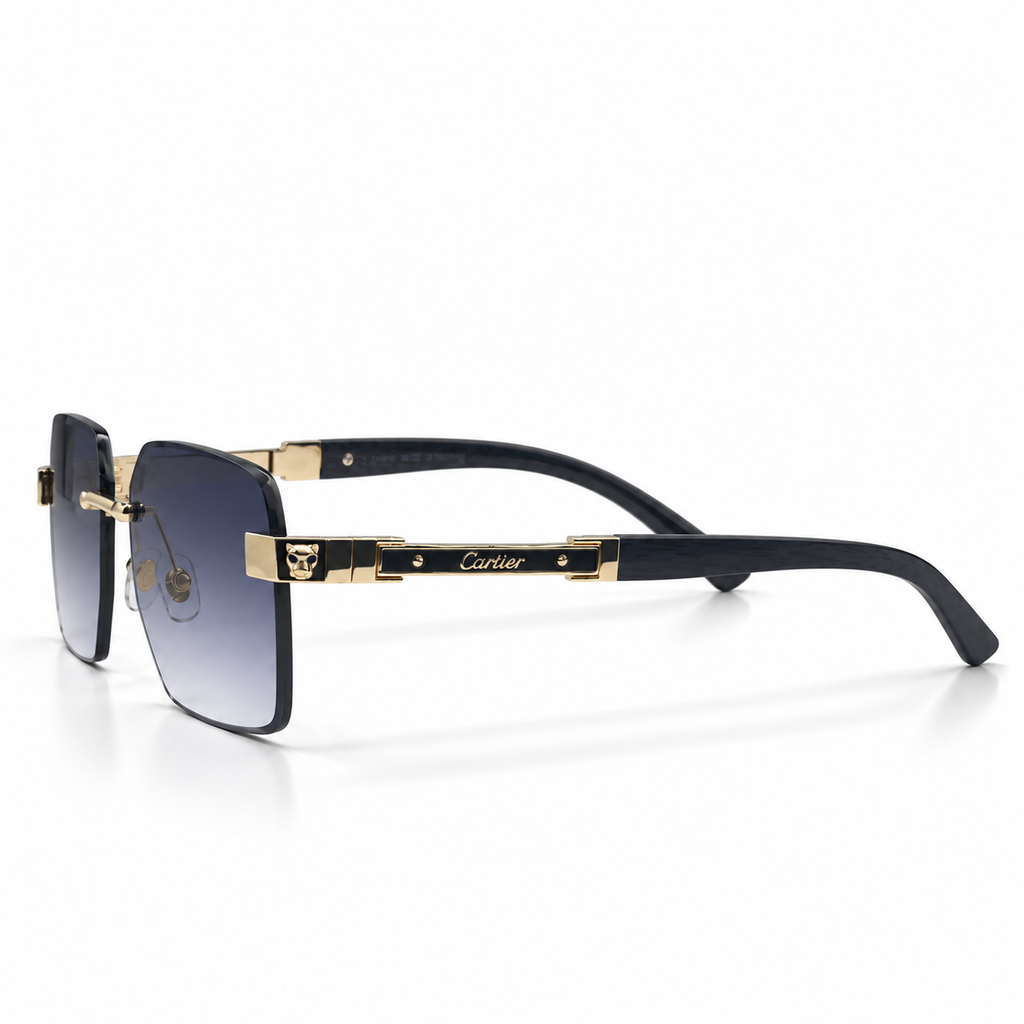 Cartier OW3121 Panthère Rimless Gold & Dark Wood Sunglasses