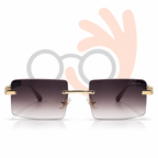Cartier 2454 Signature C Rimless Gold & Black Sunglasses