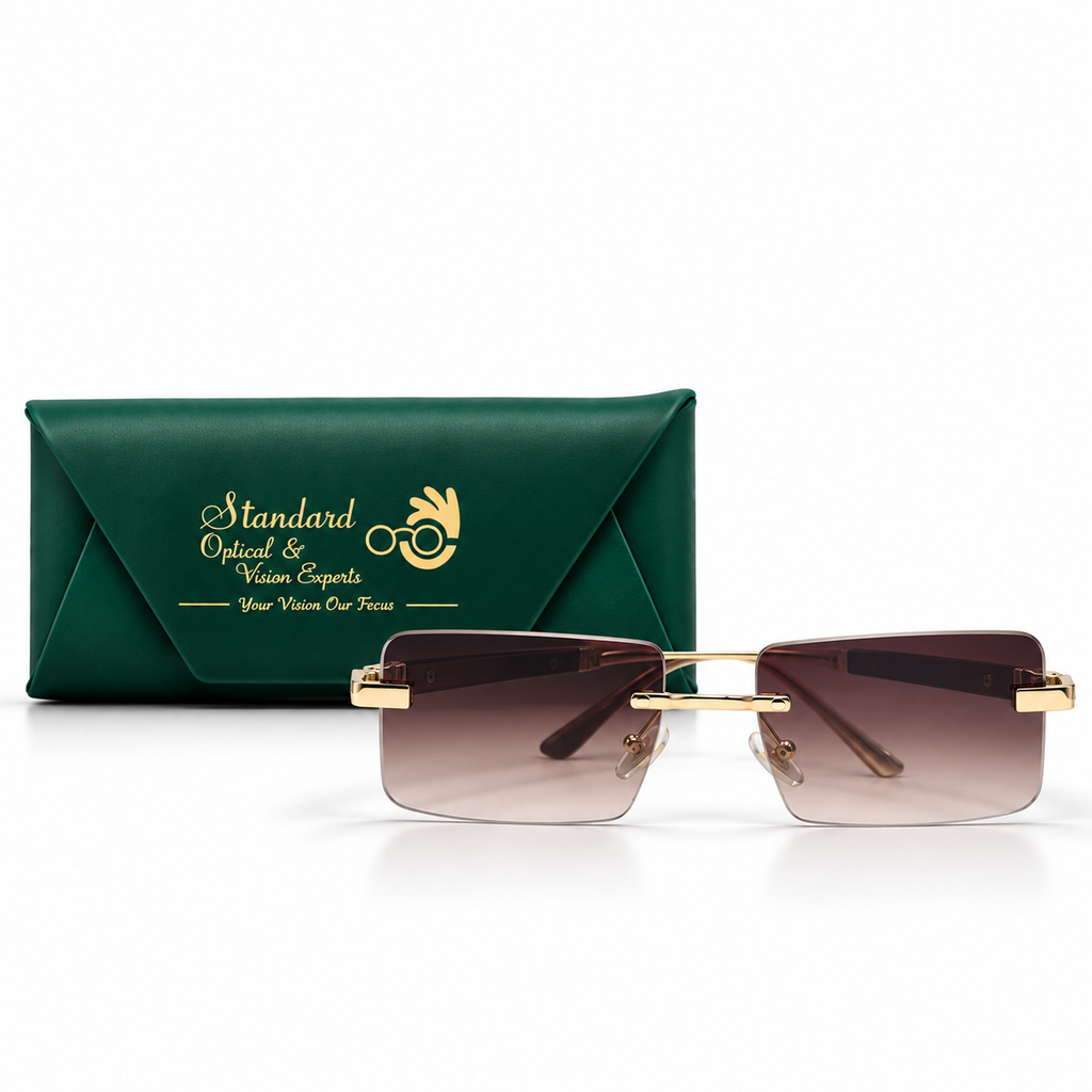 Cartier 2454 Signature C Rimless Gold & Black Sunglasses
