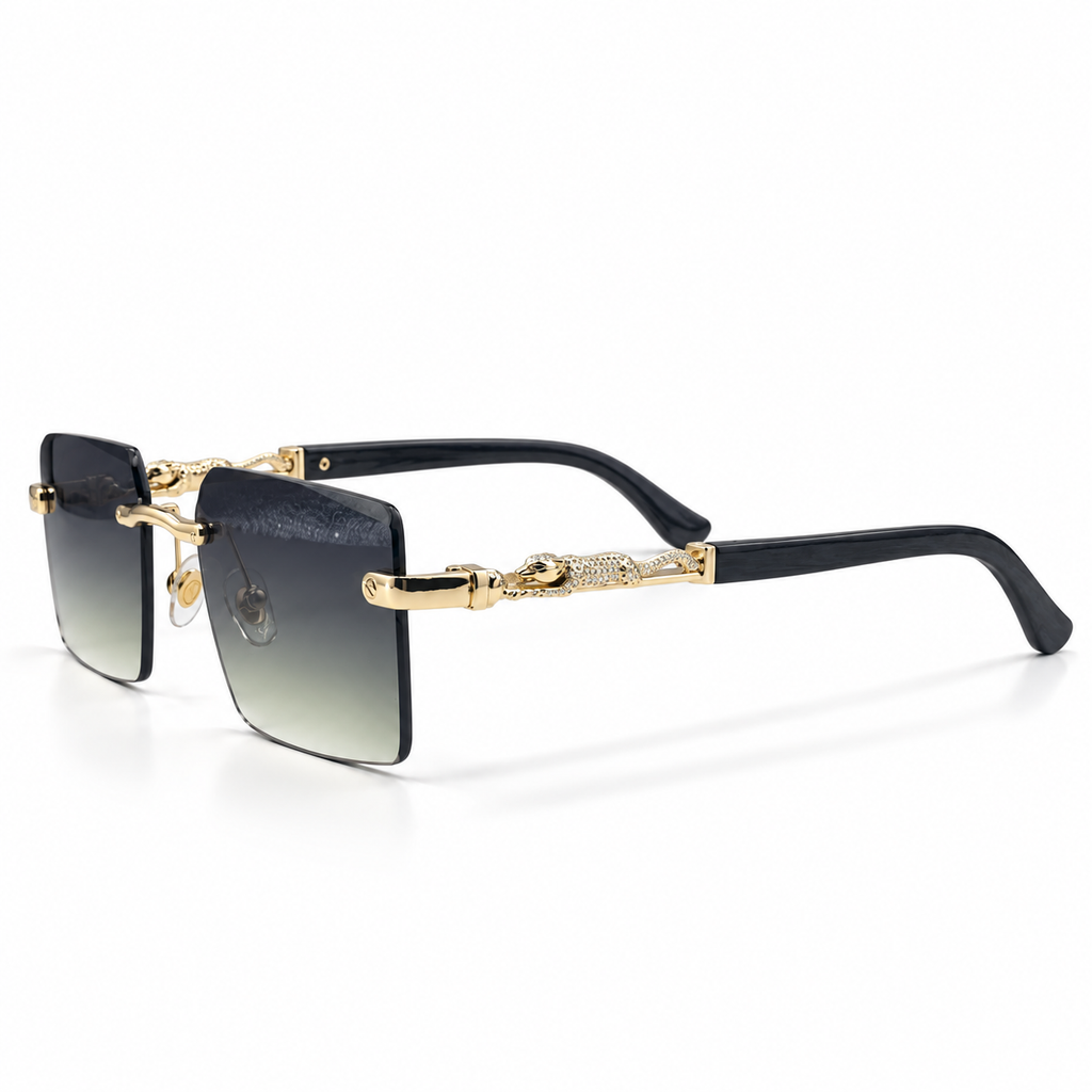 Cartier OW3077 Panthère Rimless Gold & Dark Wood Sunglasses