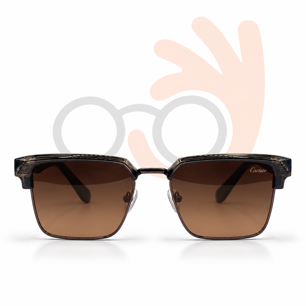 Cartier U-3646 Browline Square Sunglasses (55mm)