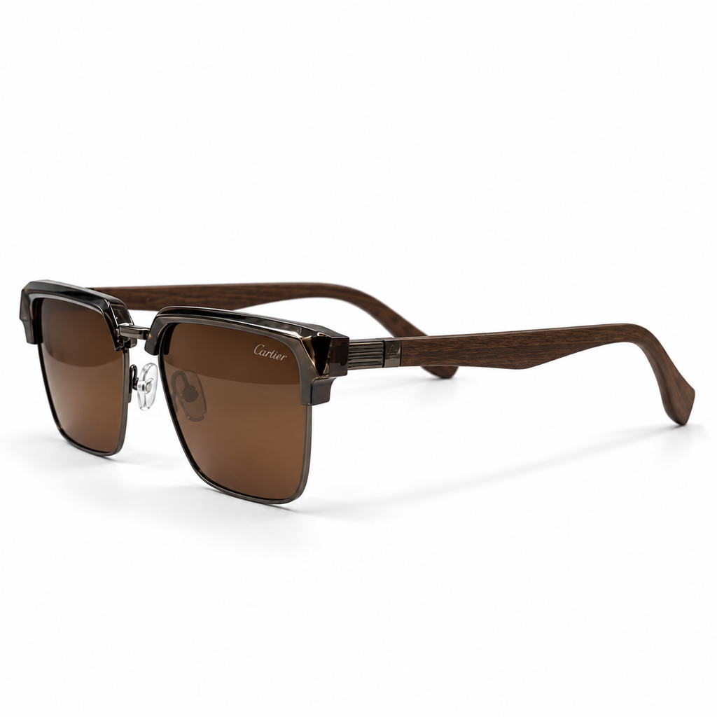 Cartier U-3646 Browline Square Sunglasses (55mm)