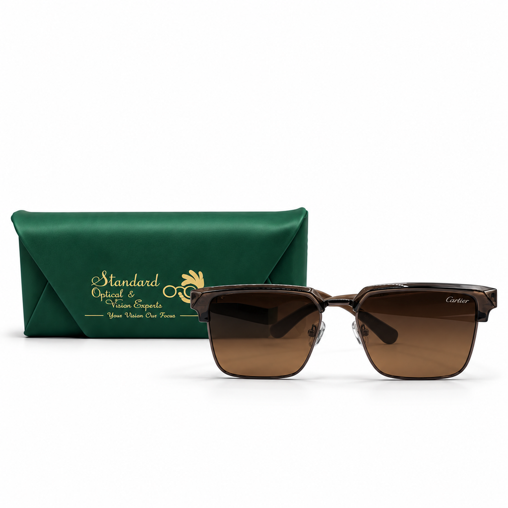 Cartier U-3646 Browline Square Sunglasses (55mm)